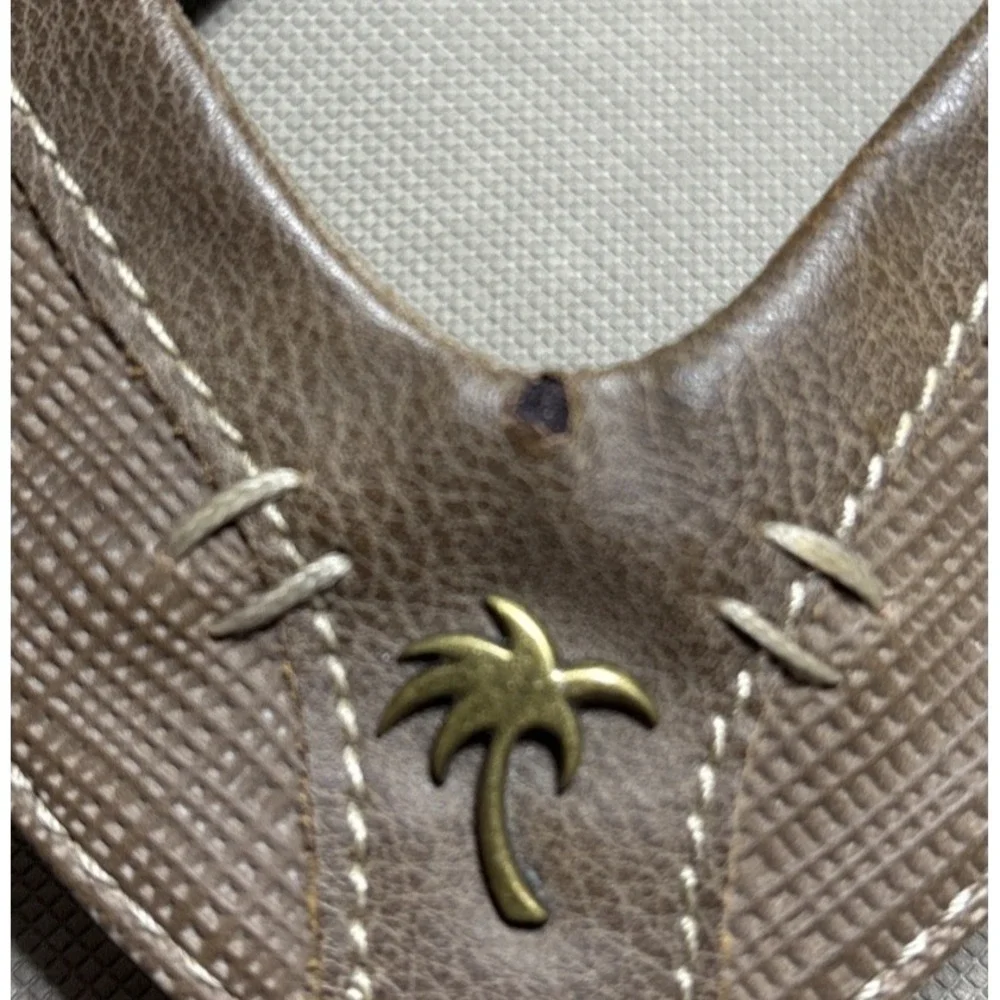Margaritaville Harborside Flip Flop Mens Size 14 Sandals Brown Palm Tree Thongs